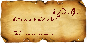 Árvay Győző névjegykártya